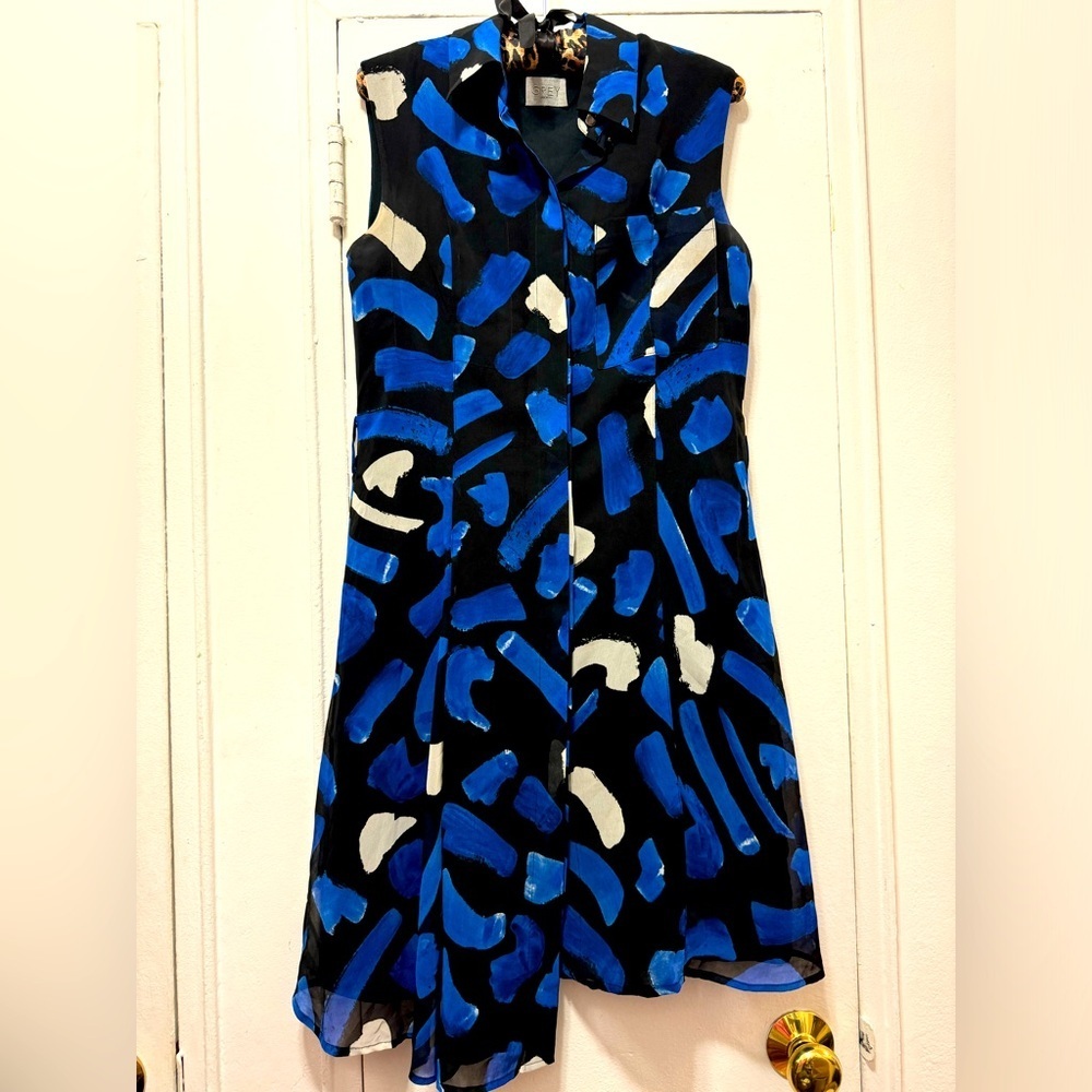 GREY Jason Wu Brush Stroke Sleeveless Shirt Dress marine multi Sz 6